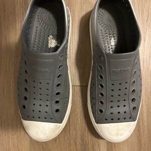 Native Metallic Silver and White Slip-On Sneakers